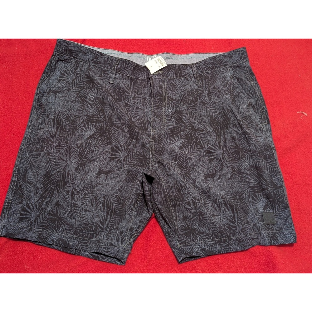 NEW VTG 1946 Swim Shorts Mens 38 Gray Palm Leaf Active Polyester Blend Stretch